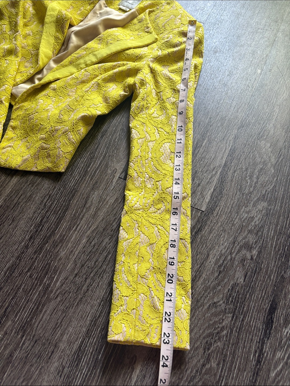 Anthropologie Y2K Yellow Lace Cropped Blazer - Picture 10 of 10